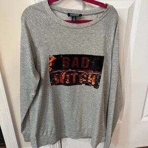 Feeling Festive reversible sequins Good/Bad Witch Halloween Gray soft sweatshirt